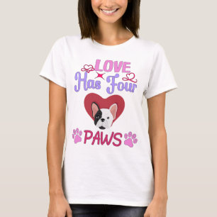 Love Has Four Paws Valentine's Day Bulldog Couple T-Shirt
