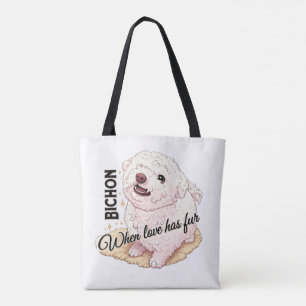 Love has Fur Bichon Tote Bag