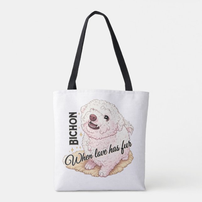 Love has Fur Bichon  Tote Bag (Back)