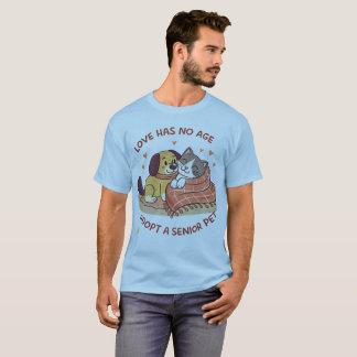 Love Has No Age –Adopt a Senior Pet Cartoon Design T-Shirt