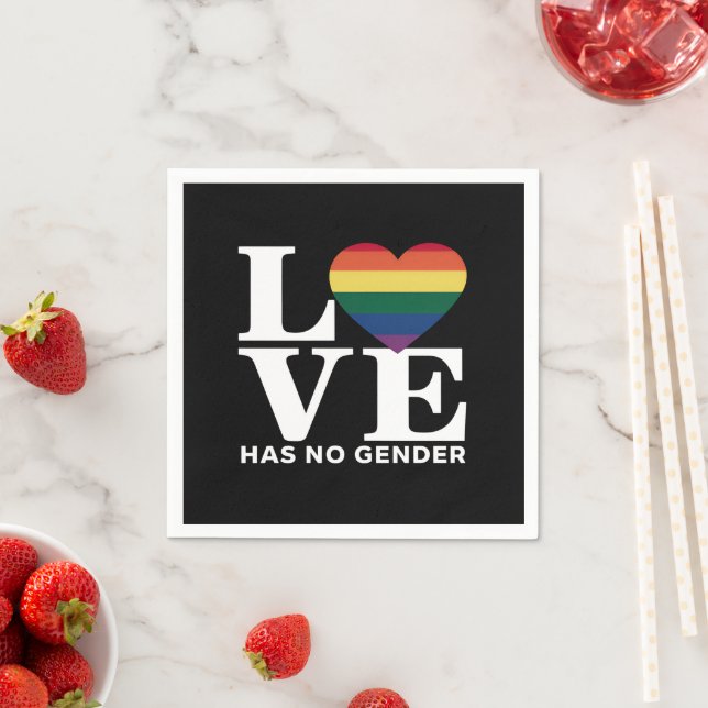 Love Has No Gender LGBTQ Rainbow Pride Month Napkin (Insitu)