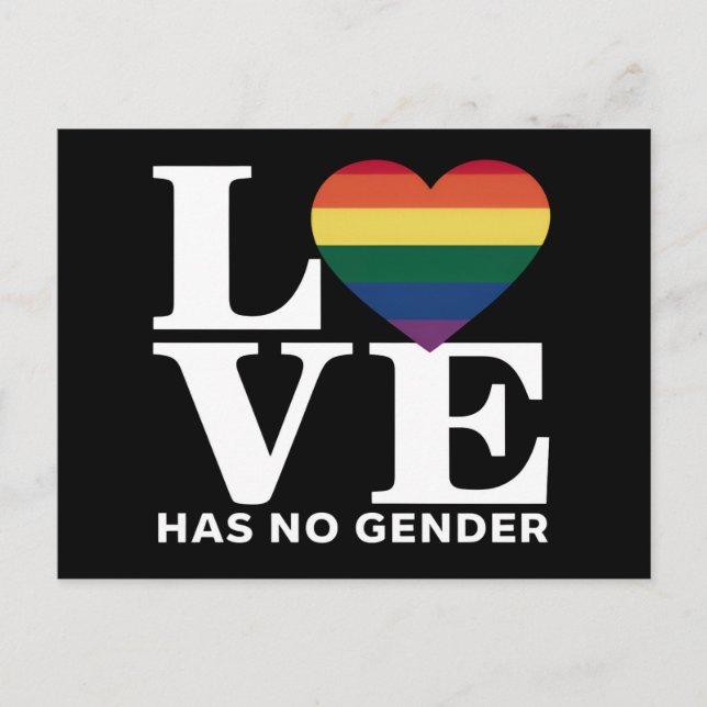 Love Has No Gender LGBTQ Rainbow Pride Month Postcard (Front)