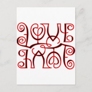 Love Hate Optical Illusion Postcard