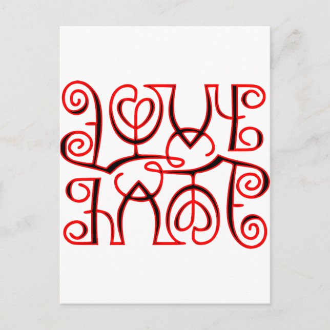 Love Hate Optical Illusion Postcard (Front)