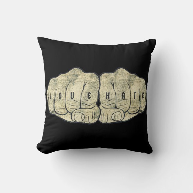 Love & Hate tattoo Cushion (Front)