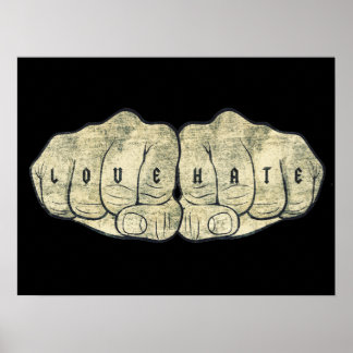 Love & hate tattoo poster