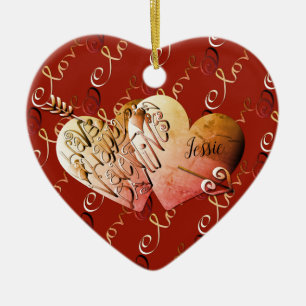 Love"Have a Happy Valentine's Day" Hearts Ceramic Tree Decoration