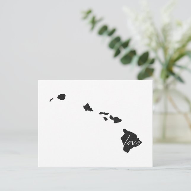 Love Hawaii Map Shaped Antique Black Chalkboard Postcard (Standing Front)