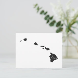 Love Hawaii Map Shaped Antique Black Chalkboard Postcard