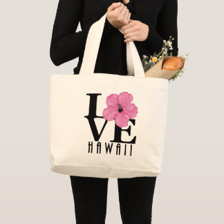 LOVE Hawaii - Pink Hibiscus Large Tote Bag