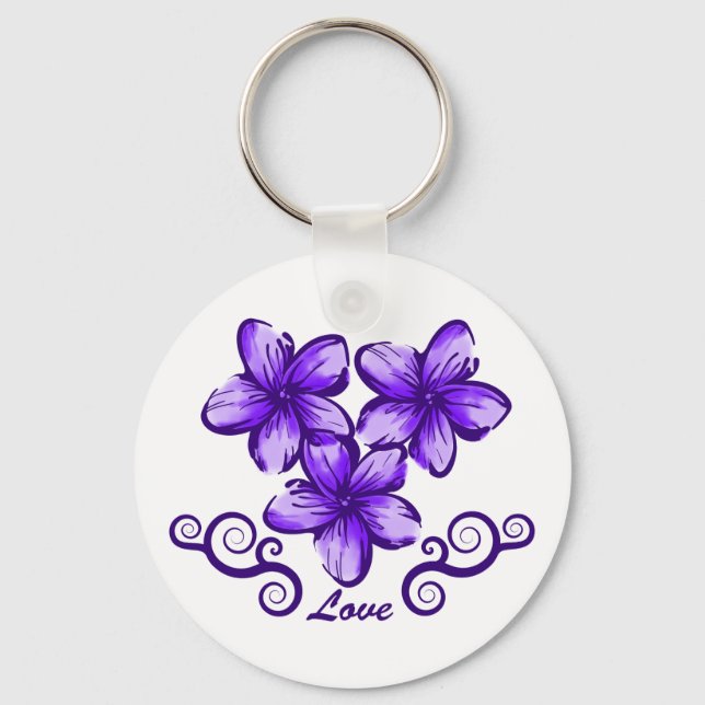 Love Hawaii Plumeria Key Ring (Front)