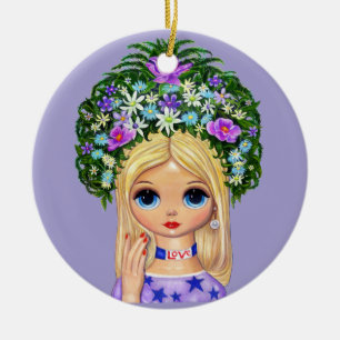 Love Head Vase Flower Child Big Eye Doll Cute Ceramic Tree Decoration