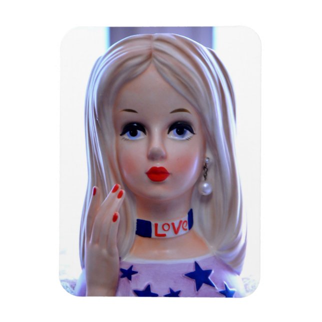 Love Head Vase Hippie Girl Groovy Stars Magnet (Vertical)