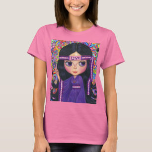 Love Headband Hippie Girl Doll Purple Psychedelic T-Shirt
