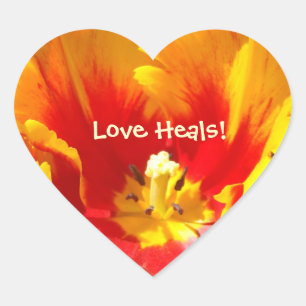 Love Heals! stickers heart shaped Tulip Flower
