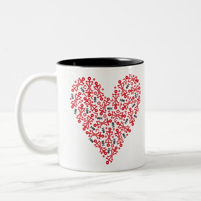 Love Heart 2012 Icon Black And Red Two-Tone Coffee Mug (Left)