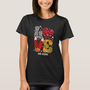 LOVE Heart 2nd Grade Teacher Leopard Valentines Da T-Shirt