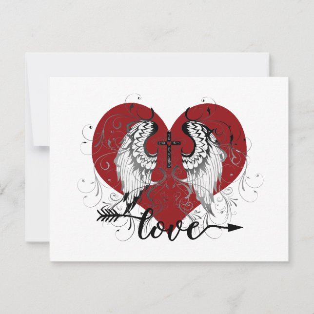 Love heart and  cross valentine  holiday card (Front)