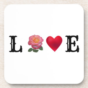 Love Heart and Rose Flower Coaster