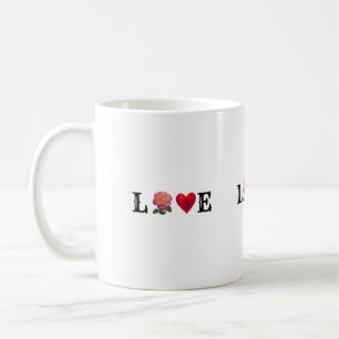 Love Heart and Rose Flower Coffee Mug