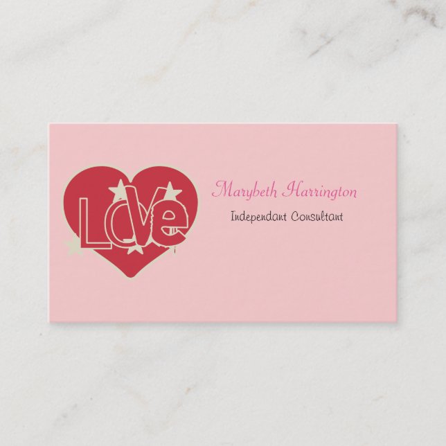 Love Heart and Stars Business Card (Front)