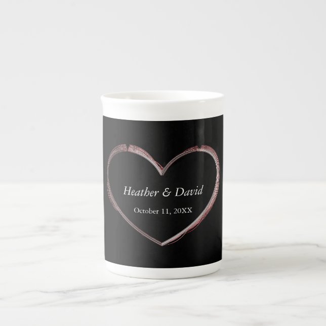 Love Heart Attractive Charming Wedding Bone China Mug (Front)