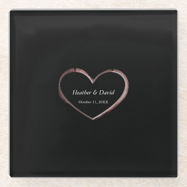 Love Heart Attractive Charming Wedding Glass Coaster (Front)