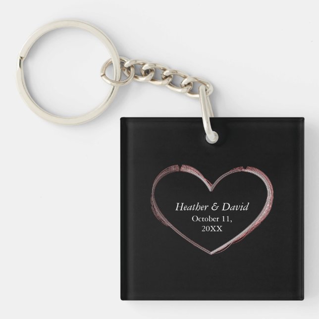 Love Heart Attractive Charming Wedding Key Ring (Front)