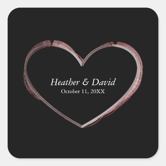 Love Heart Attractive Charming Wedding Square Sticker (Front)