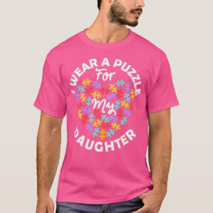 Love Heart Autism Awareness I Wear A Puzzle Daught T-Shirt