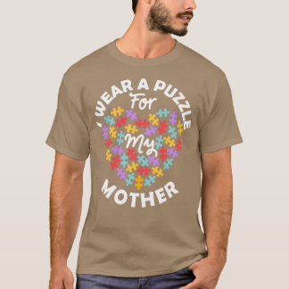 Love Heart Autism Awareness I Wear A Puzzle Mother T-Shirt