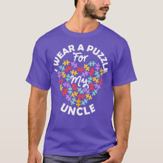 Love Heart Autism Awareness I Wear A Puzzle Uncle T-Shirt