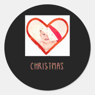 Love Heart Baby Photo My 1st Christmas As Daddy  Classic Round Sticker