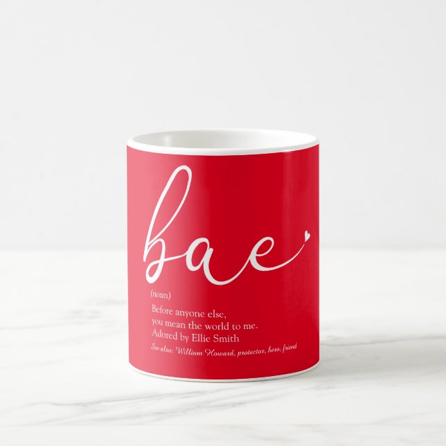 Love Heart Bae Definition Elegant Script Coffee Mug (Center)