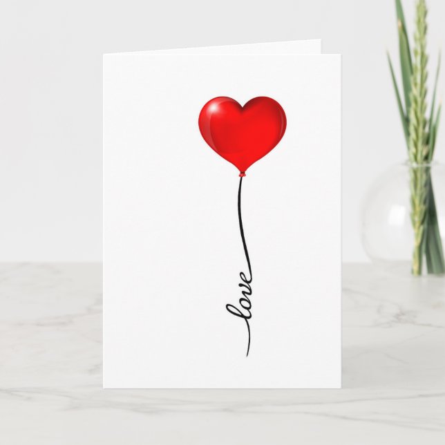 Love Heart Balloon Valentines Card (Front)