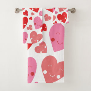 Love Heart Bath Towel Set