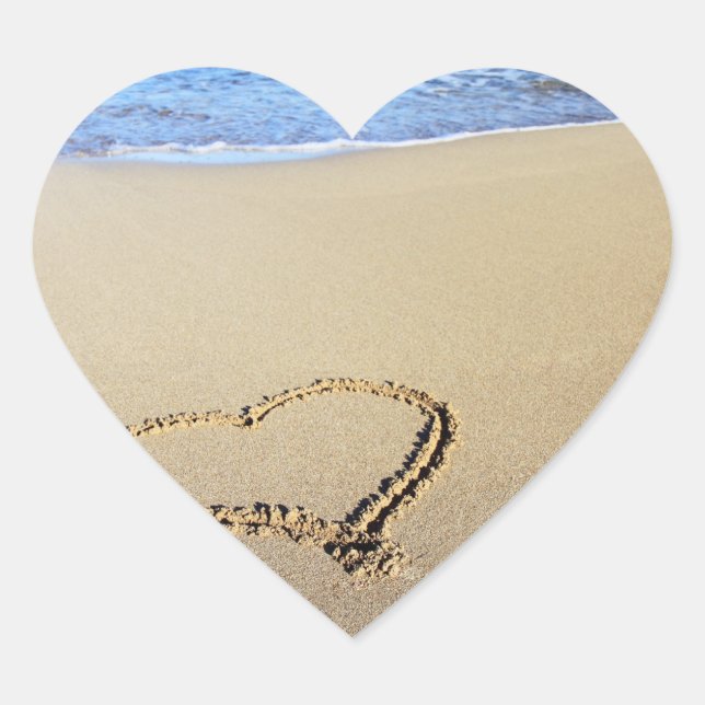 Love Heart Beach Heart Sticker (Front)