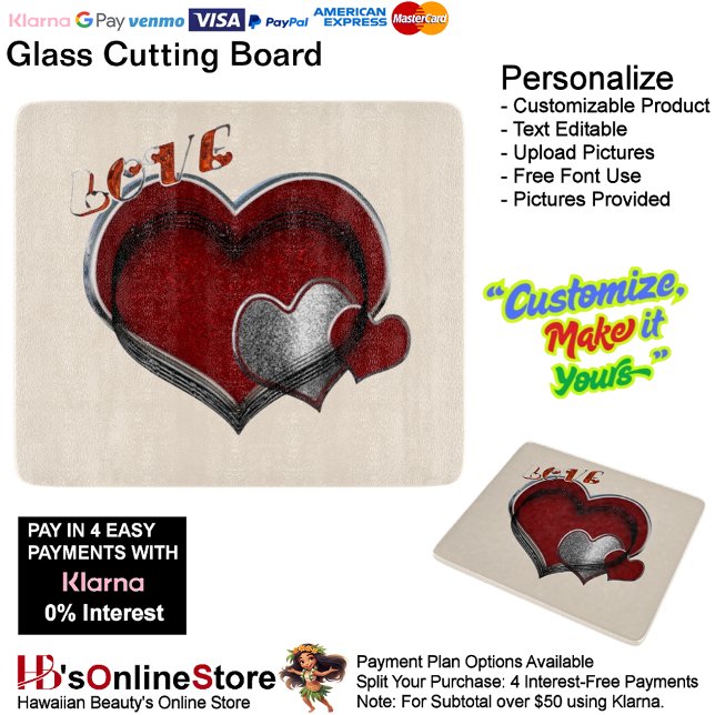 Love Heart Beige Cooking Kitchen Glass Cutting Board (Love Heart Beige Cooking Kitchen Glass Cutting Board.)