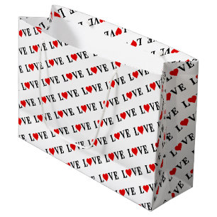 LOVE Heart Black and White Modern Chic Elegant Large Gift Bag