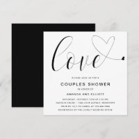 Love Heart Black and White Modern Couples Shower