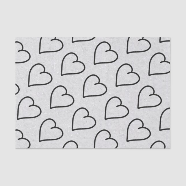 Love Heart Black Glitter Valentine's Tissue Paper (Front)
