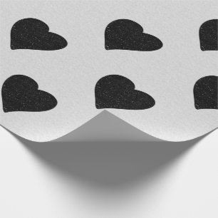 Love Heart Black Glitter Valentine's Wrapping Paper