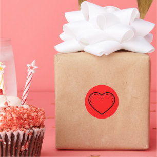 Love Heart Black Valentine's Classic Round Sticker