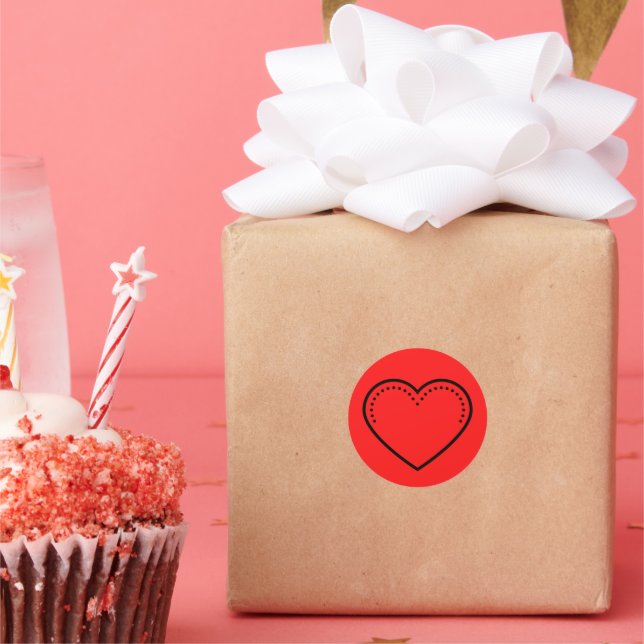 Love Heart Black Valentine's Classic Round Sticker (Party)