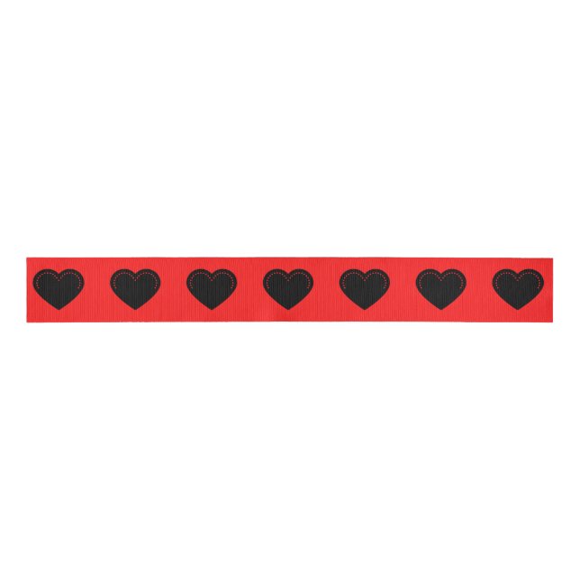 Love Heart Black Valentine's Grosgrain Ribbon (Front)