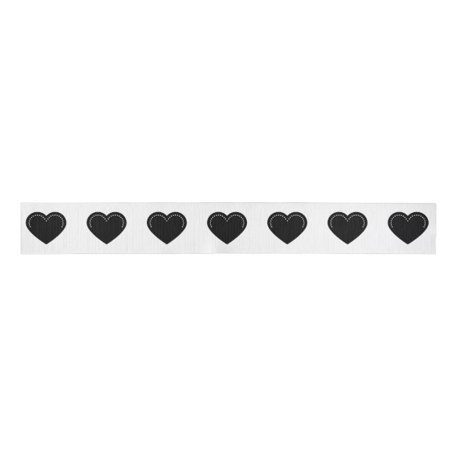Love Heart Black Valentine's Grosgrain Ribbon (Front)