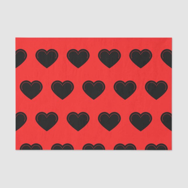 Love Heart Black Valentine's Tissue Paper (Front)