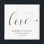 Love Heart Black White Cute Wedding Favour Magnet<br><div class="desc">Cute wedding favour magnet featuring the word, "love" in black calligraphy with a heart swash at the end, over a white background. The simple and minimal layout and lots of open space give this design a modern feel and the calligraphy lettering and hearts give it a romantic twist. These custom...</div>
