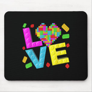 Love Heart Block Brick Building Valentine Master B Mouse Mat