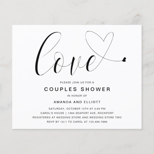 Love Heart Budget Couples Shower Invitation Flyer (Front)